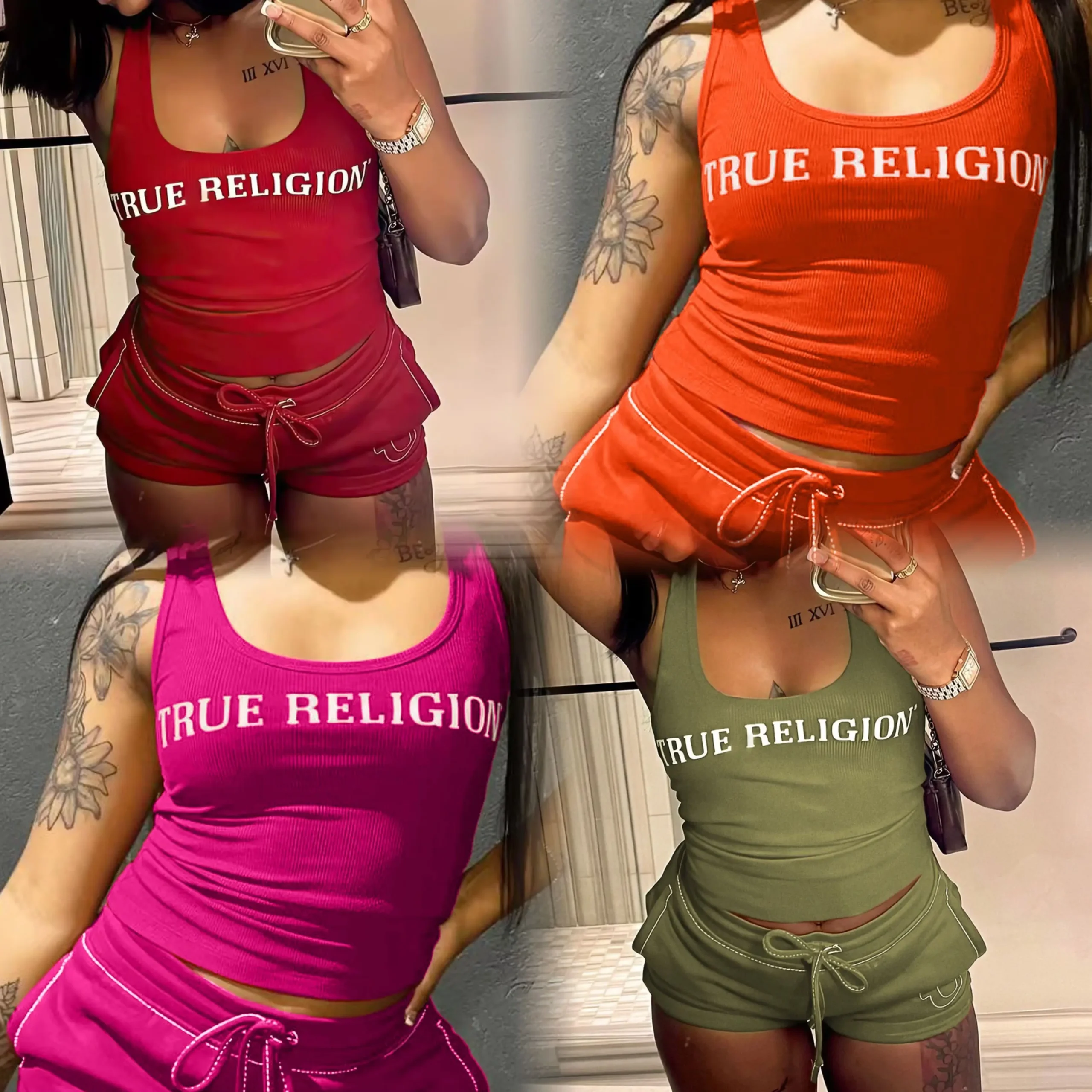 Vente en gros de débardeurs et ensembles courts de créateur Vêtements d'été sans manches 2 pièces pour femmes